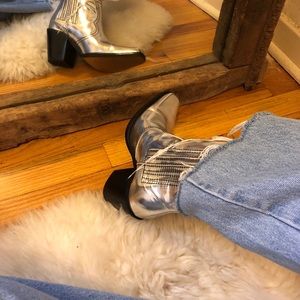 Ganni Metallic Silver Callie Ankle Boots